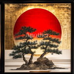 日の丸と松の木