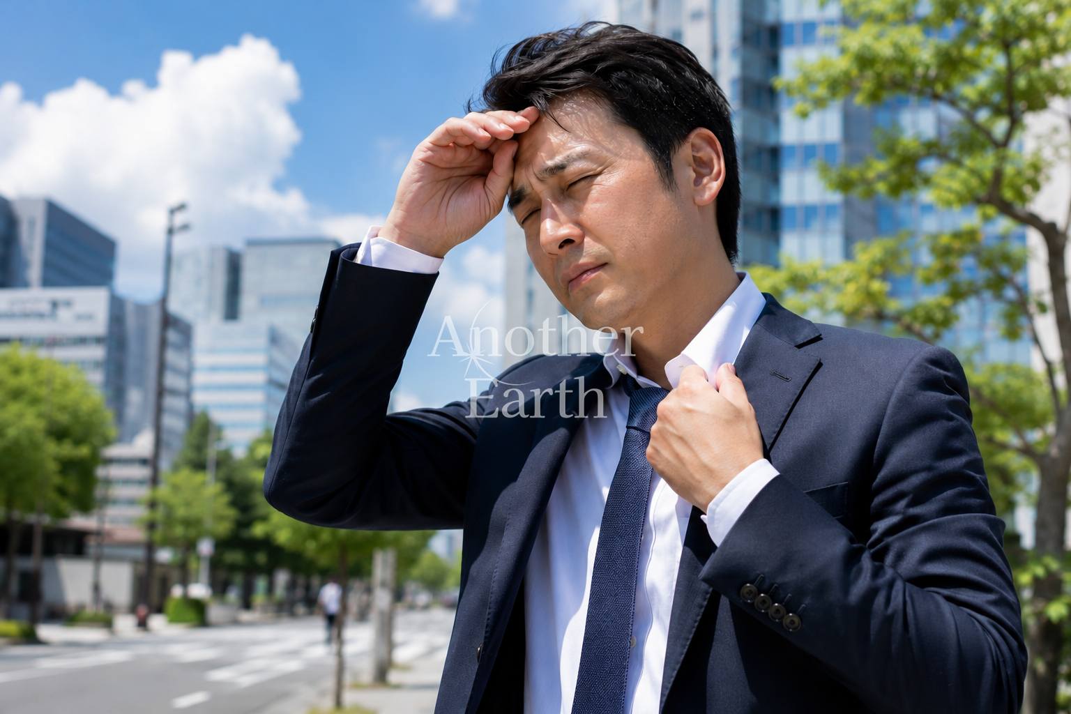 熱中症気味のサラリーマン