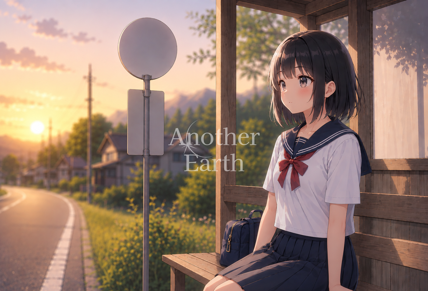 バスを待つ女子高生