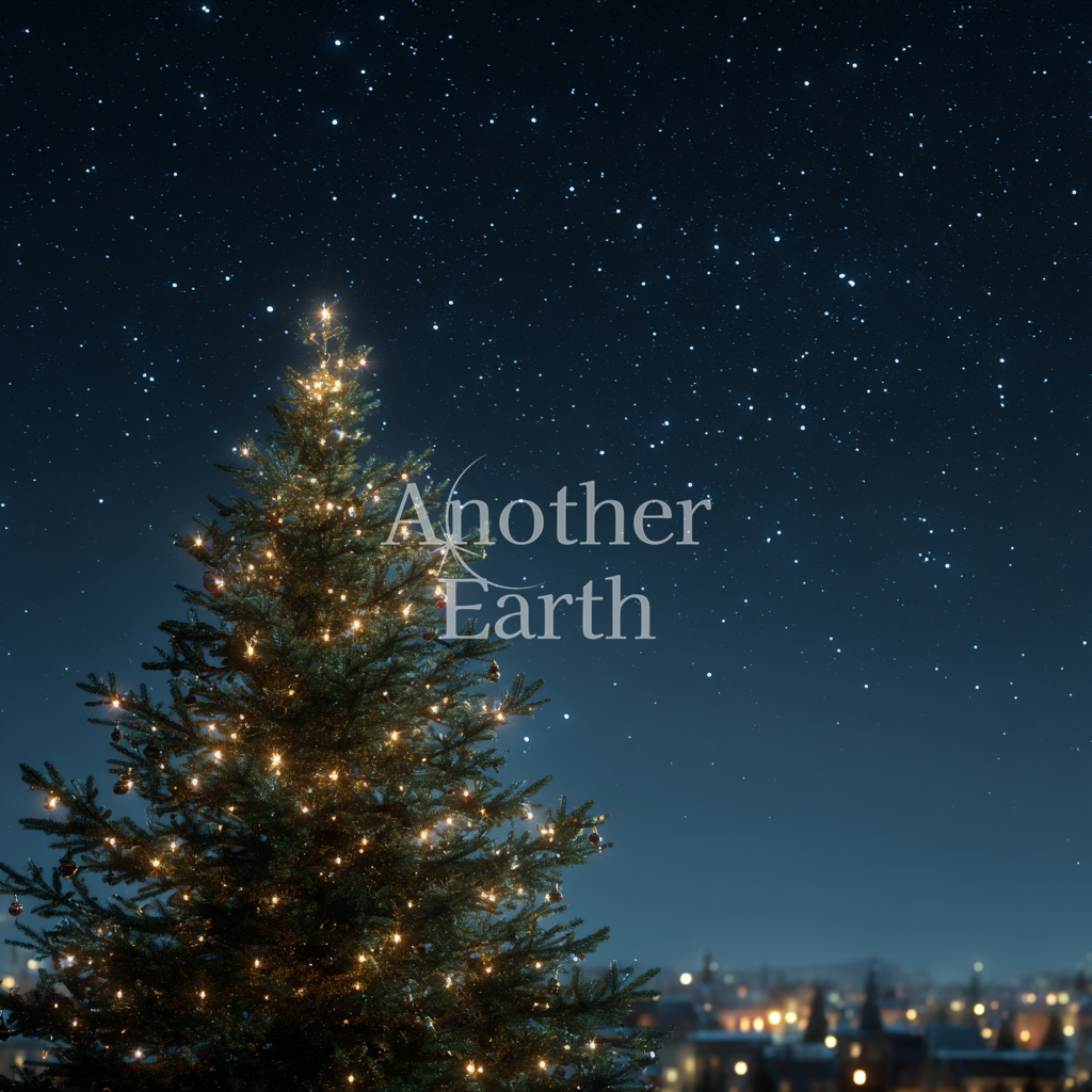 クリスマスツリーと夜空