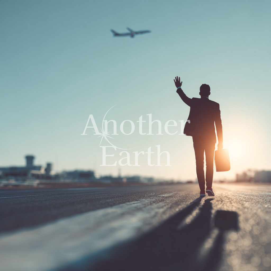 滑走路に迷い込むラリーマン