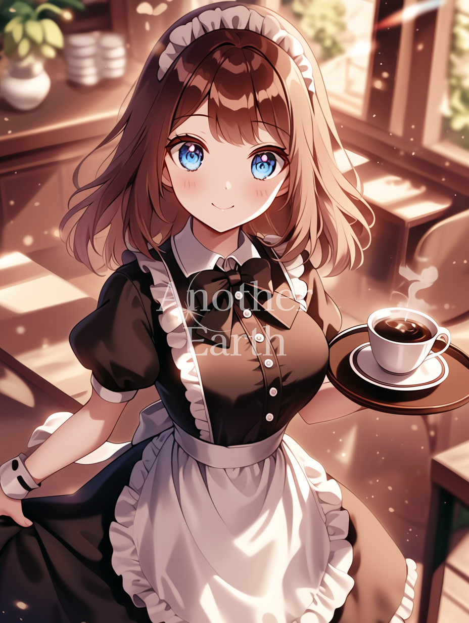 カフェで働くメイドさん