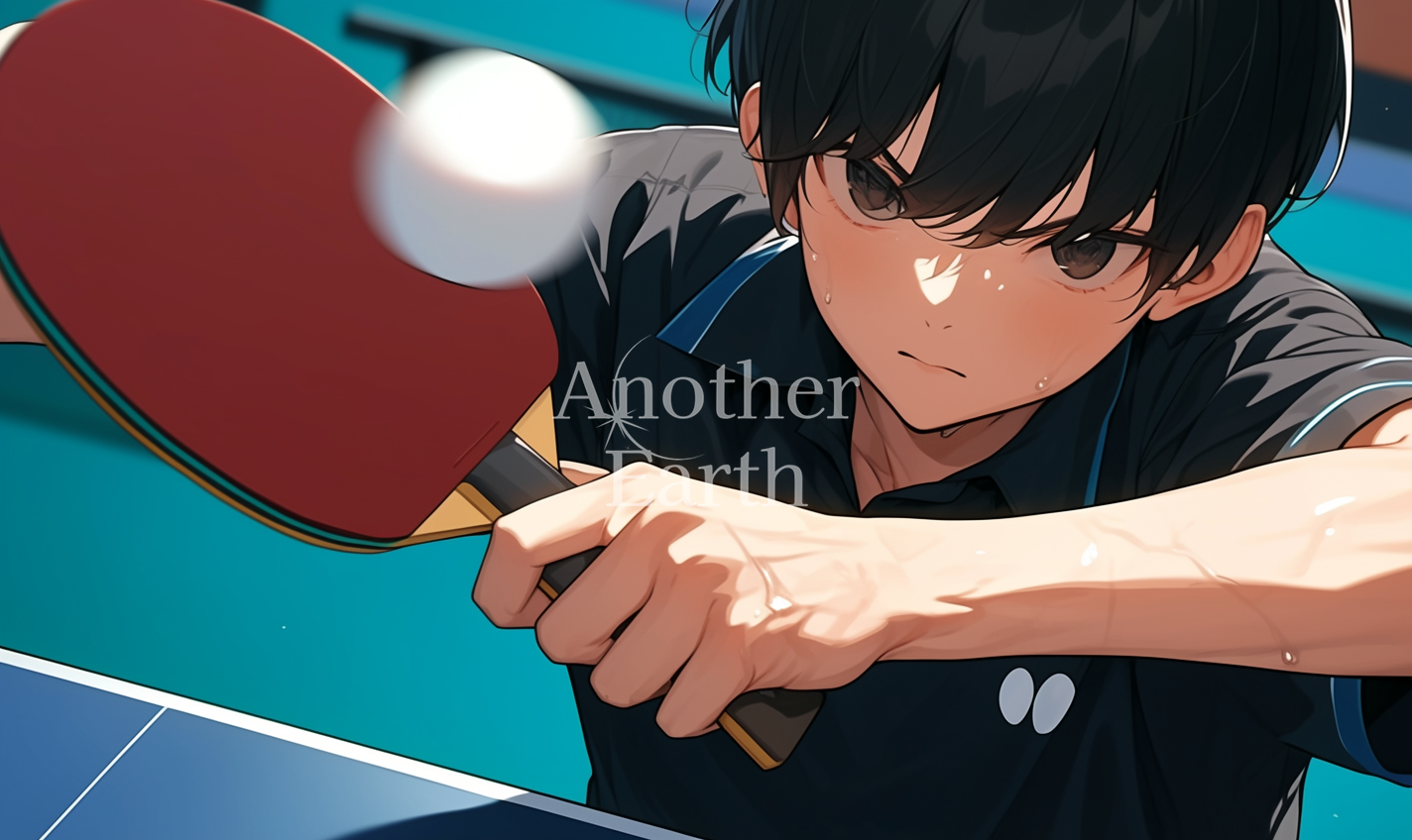 卓球をしている少年
