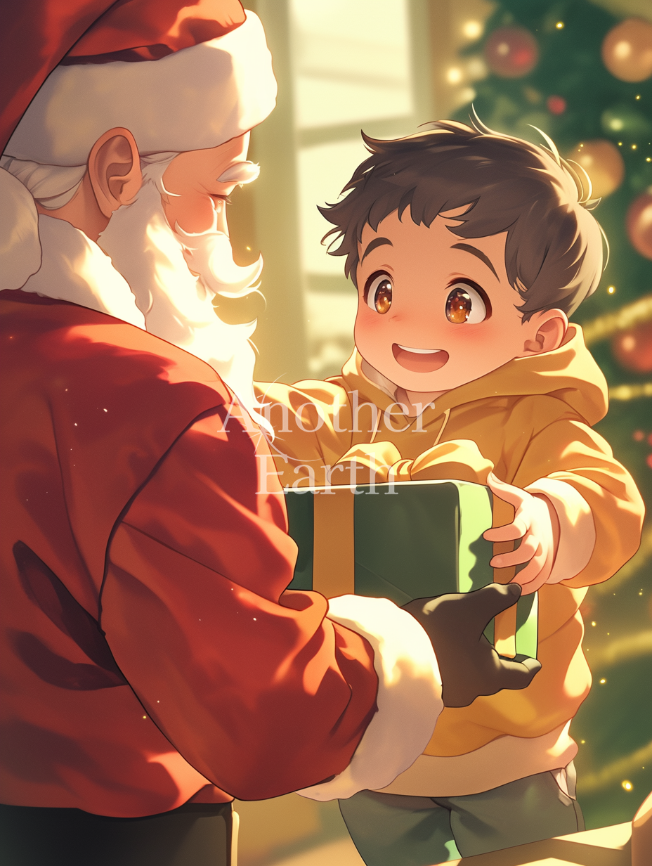 プレゼントを受け取る少年