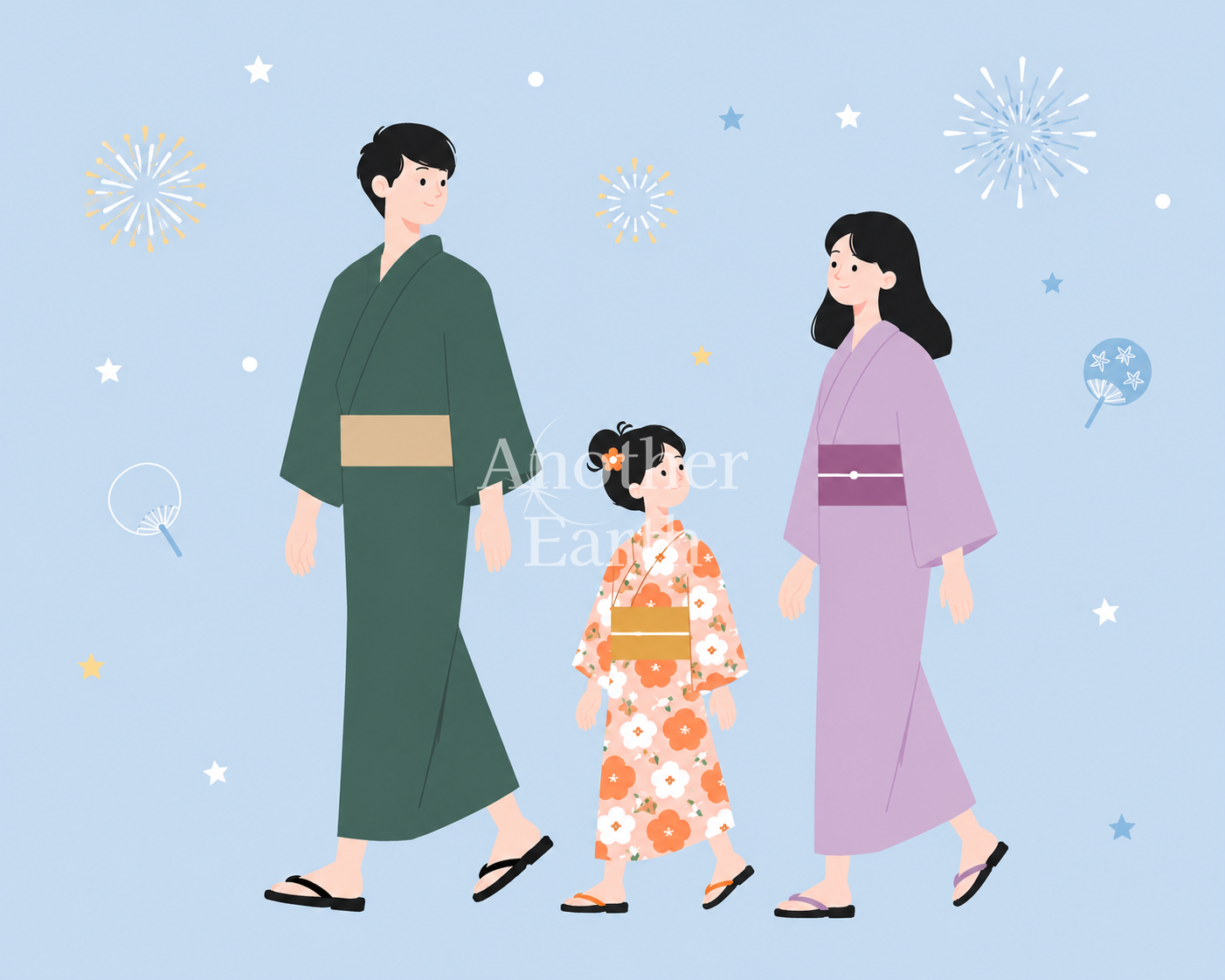 夏祭りを楽しむファミリー