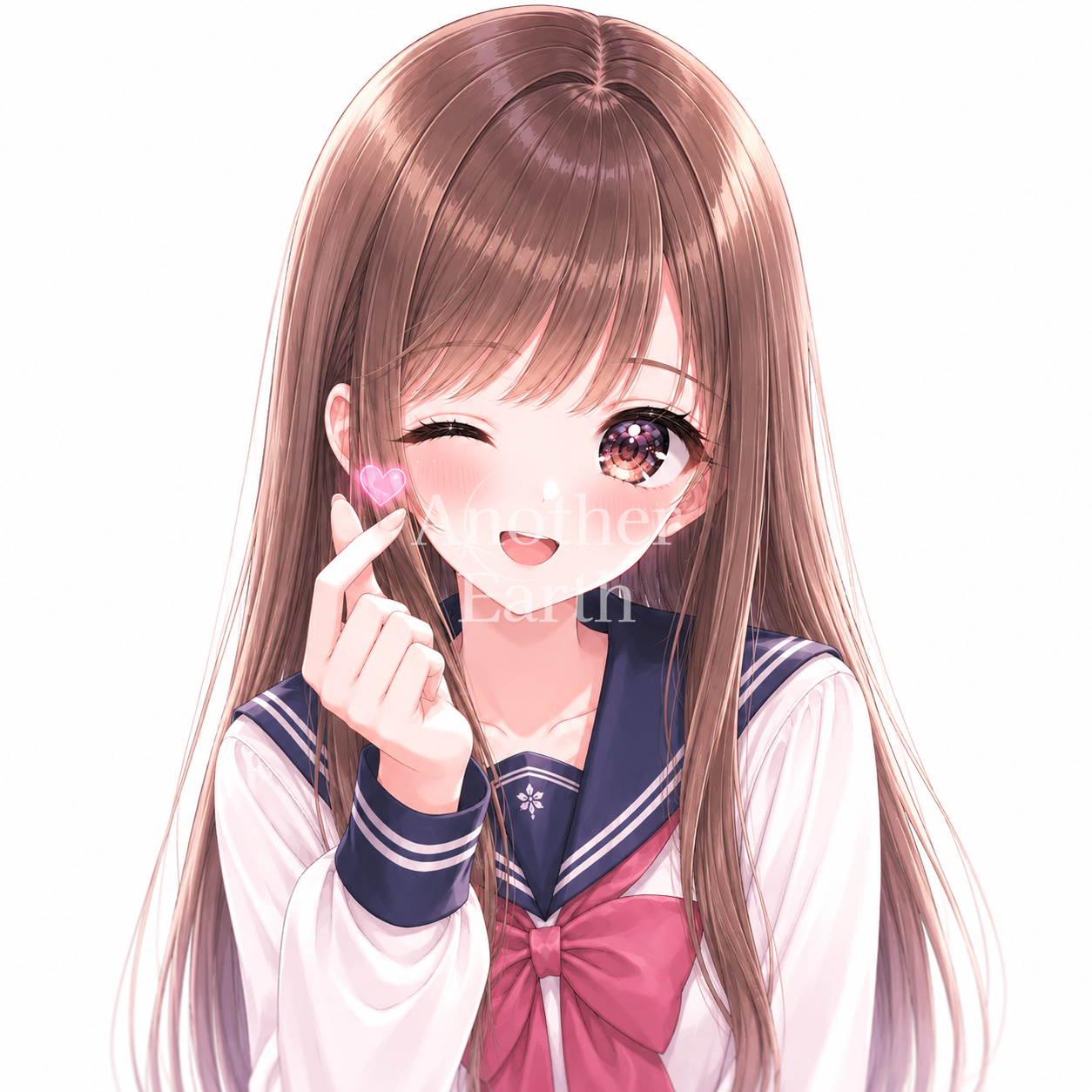 指ハートの女子高生