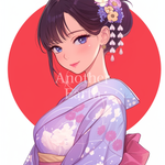 着物を着た女性のアニメスタイル