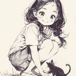 子猫をかわいがる女の子