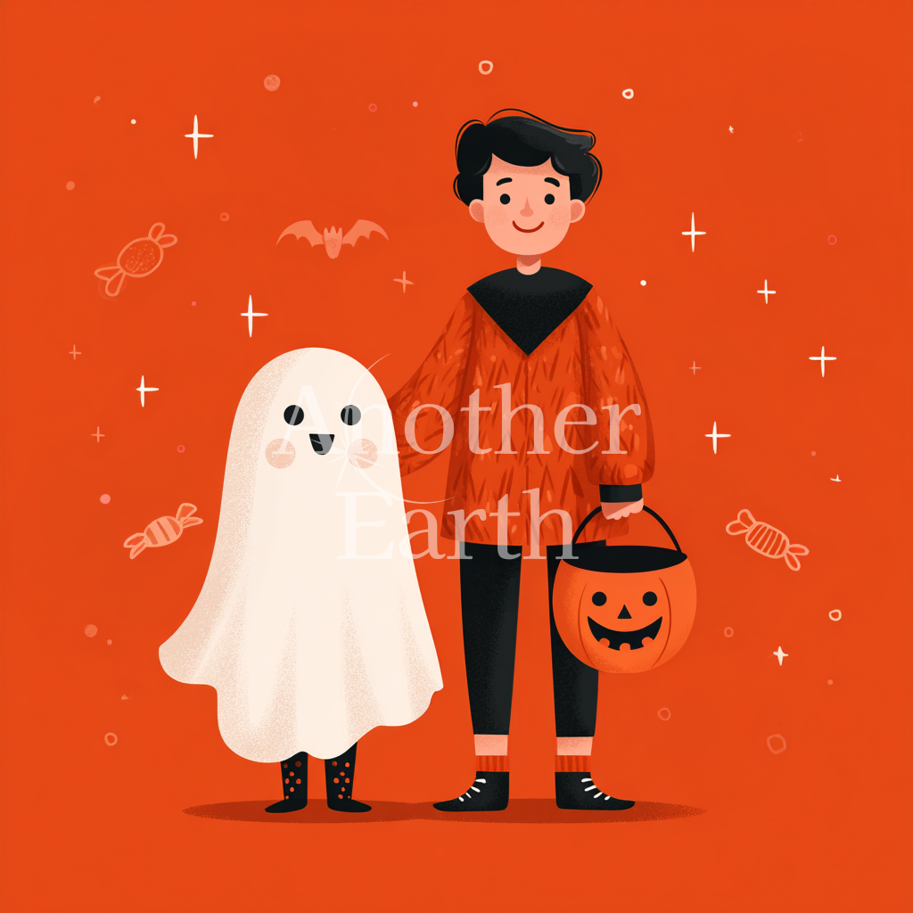 ゴーストと少年のハロウィンパーティー