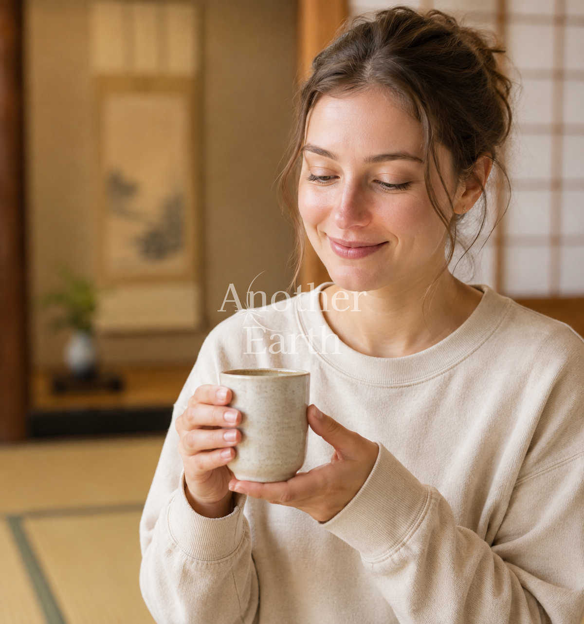 日本の文化に触れる女性