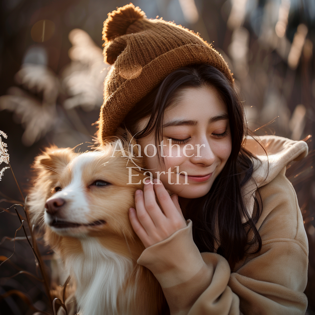 幸せそうな犬と女性